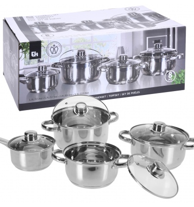 4 Pcs Stainless Steel Casserole Pan Set with Lids [414688]