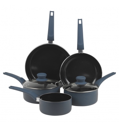 5 Pcs URBN-CHEF Teal Blue Diamond Pan Sets