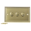 3 Gang 2 Way Decorative Brass Effect Triple Dimmer Light Switches