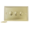 3 Gang 2 Way Decorative Brass Effect Triple Dimmer Light Switches