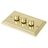 3 Gang 2 Way Decorative Brass Effect Triple Dimmer Light Switches