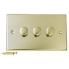 3 Gang 2 Way Decorative Brass Effect Triple Dimmer Light Switches