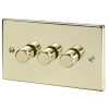 3 Gang 2 Way Decorative Brass Effect Triple Dimmer Light Switches