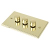 3 Gang 2 Way Decorative Brass Effect Triple Dimmer Light Switches