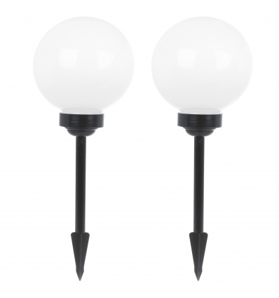 2Pcs 20cm White Solar Ball Light With Black Post [461668]