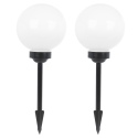 2Pcs 20cm White Solar Ball Light With Black Post [461668]