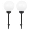 2Pcs 20cm White Solar Ball Light With Black Post [461668]