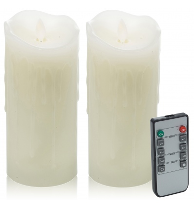 2 x 7" Flickering Pillar Candle Lights with Remote [X000PCIXIR]