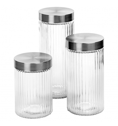 3 Pcs Glass Storage Jar Set [590757]