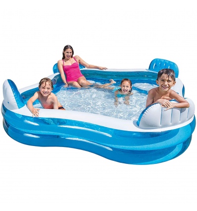 Blue & White Square Inflatable Family Sized Swimming Pool [454757]