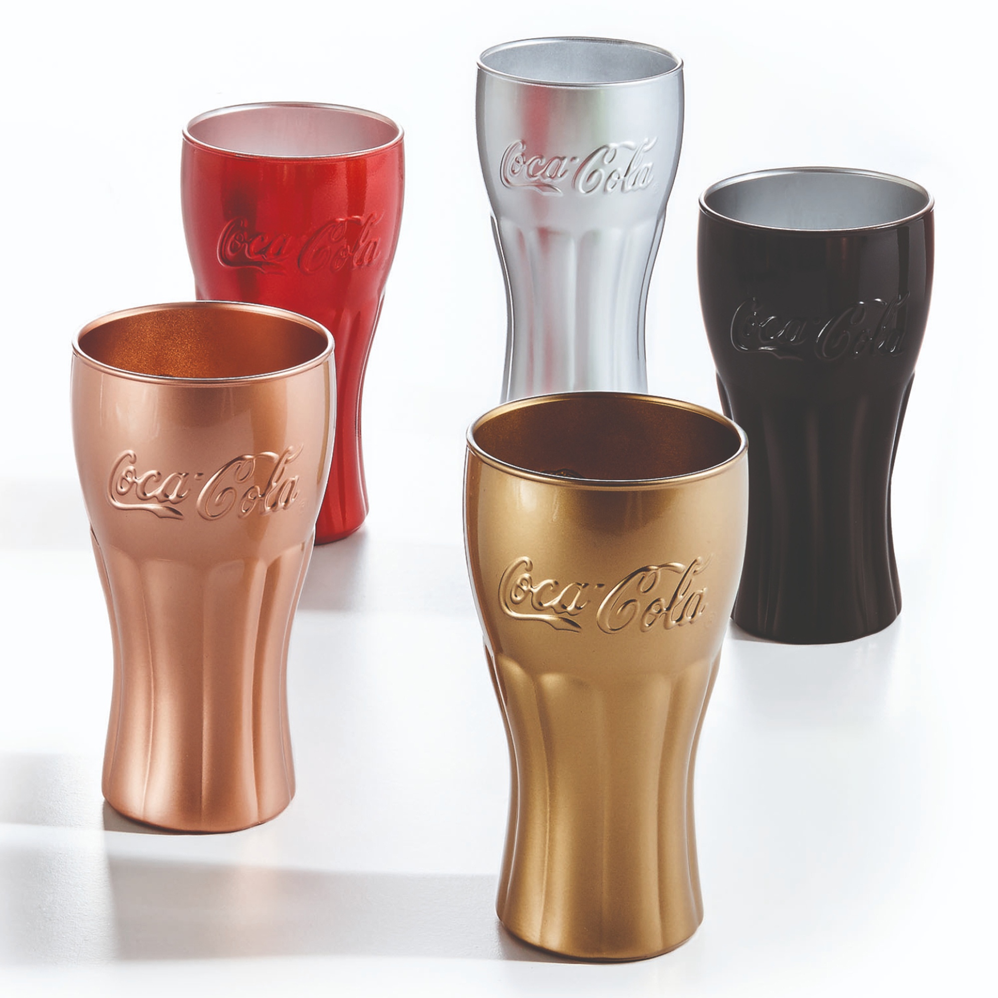 Luminarc 370ml Tall Coca Cola Hi Ball Drinking Mirror Coloured Coke Glasses Set eBay