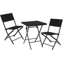 3pc Black Metal & Woven Fabric Garden Lounge Set [804717]