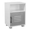 Valencia White Wooden Bedside Cabinet Table With Metal Door [BC-026]