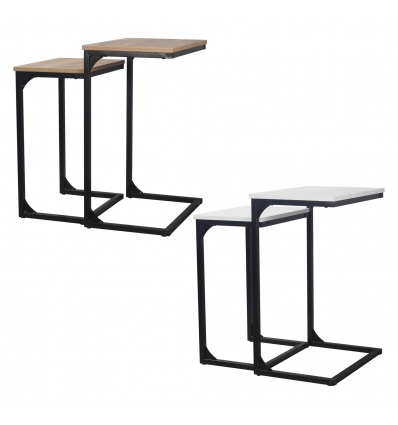 Seville Set of 2 Wooden Side Tables With Metal Legs [DAFA-007]