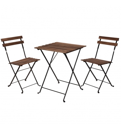 3pc Metal & Wood Bistro Lounge Set