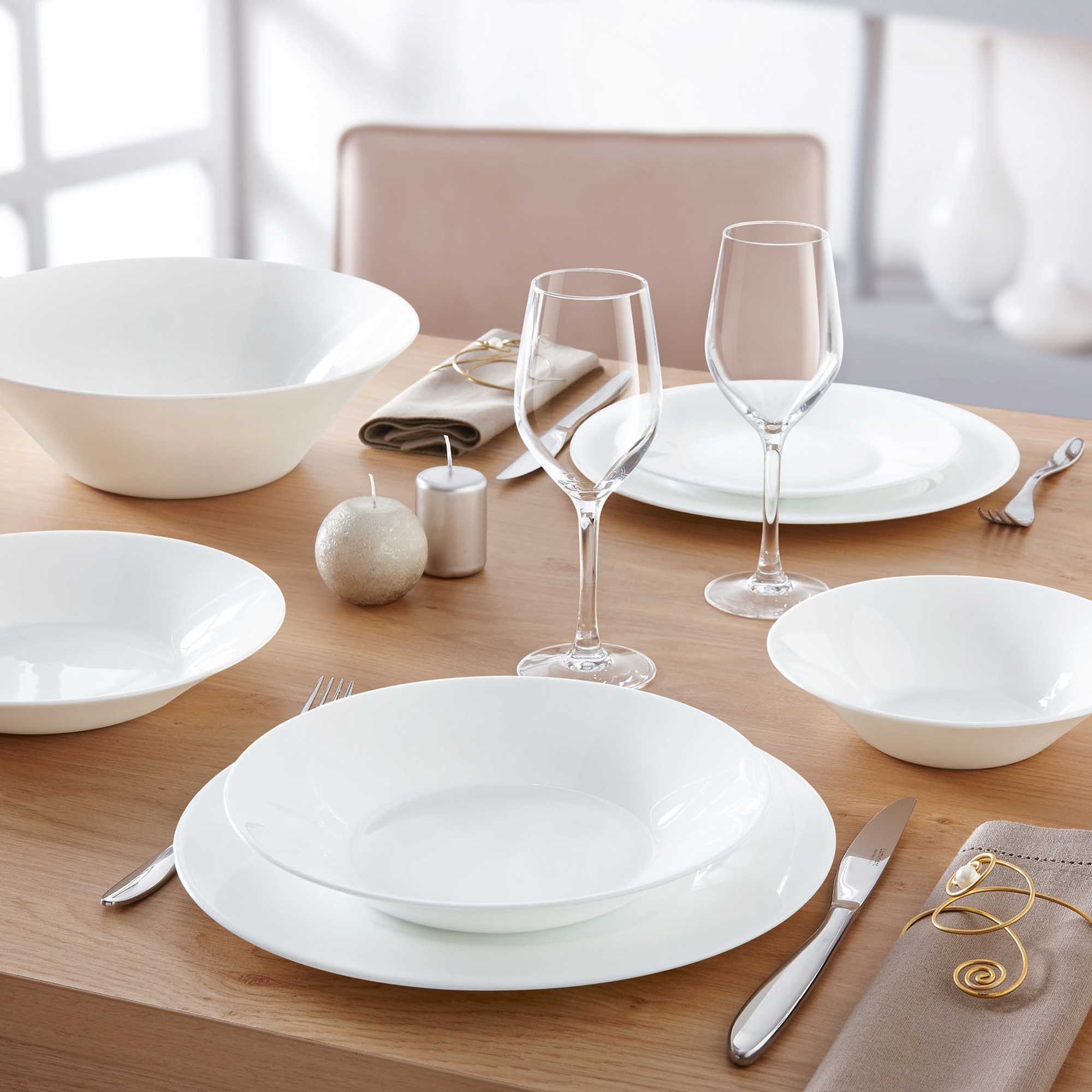 Luminarc Alizee White 18pc Opal Glass Dinner Set Dinnerware Tableware Modern eBay