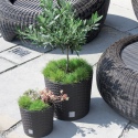 RATO ROUND LOW Rattan Planters With Insert