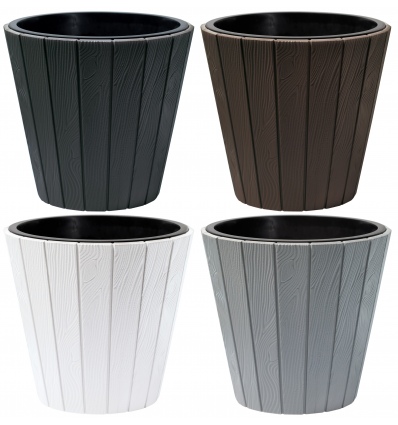 WOODE Wooden Look Plastic Flower Pot