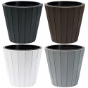 WOODE Wooden Look Plastic Flower Pot With Insert