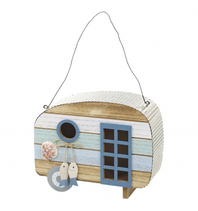 Wooden Birdhouse Caravan with Tin Roof  [512681]