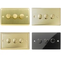 3 Gang 2 Way Decorative Brass Effect Triple Dimmer Light Switches