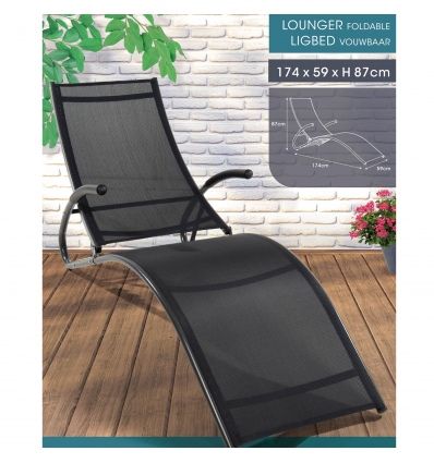 Foldable Black Sun Lounger [807664]