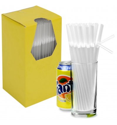 Box of 250 Clear Flexi Straws (195mm x 5mm) [126942]