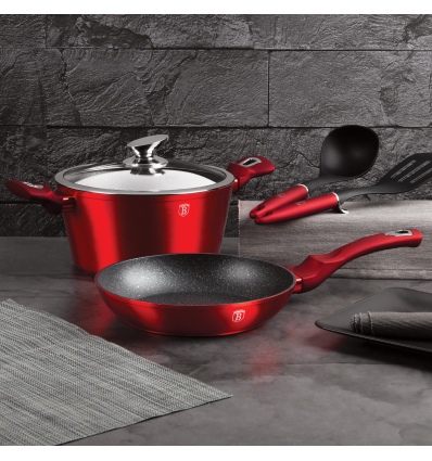 6Pcs Burgandy Cookware Set