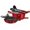 6Pcs Burgandy Cookware Set