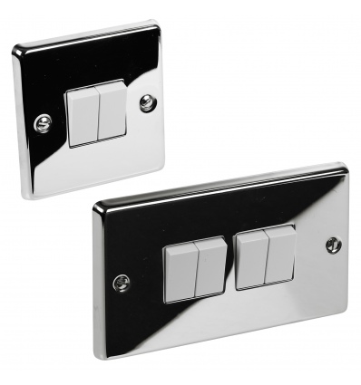 Angled Polished Chrome Light Switch WH