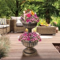 Solar Powered 2 Tier Antique Bronze Planter [611268]