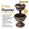 Solar Powered 2 Tier Antique Bronze Planter [611268]