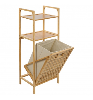 Brown Wooden Bathroom Rack With 2 Shelves [842467]