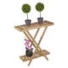 Brown Wooden 2 Levels Flower Rack [824289]