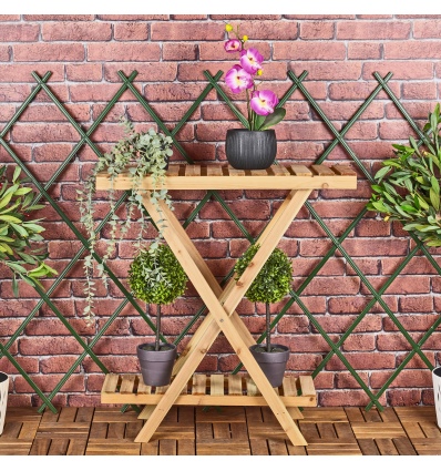 Brown Wooden 2 Levels Flower Rack [824289]