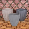 40cm Ribbed Round Plastic Flower Pot