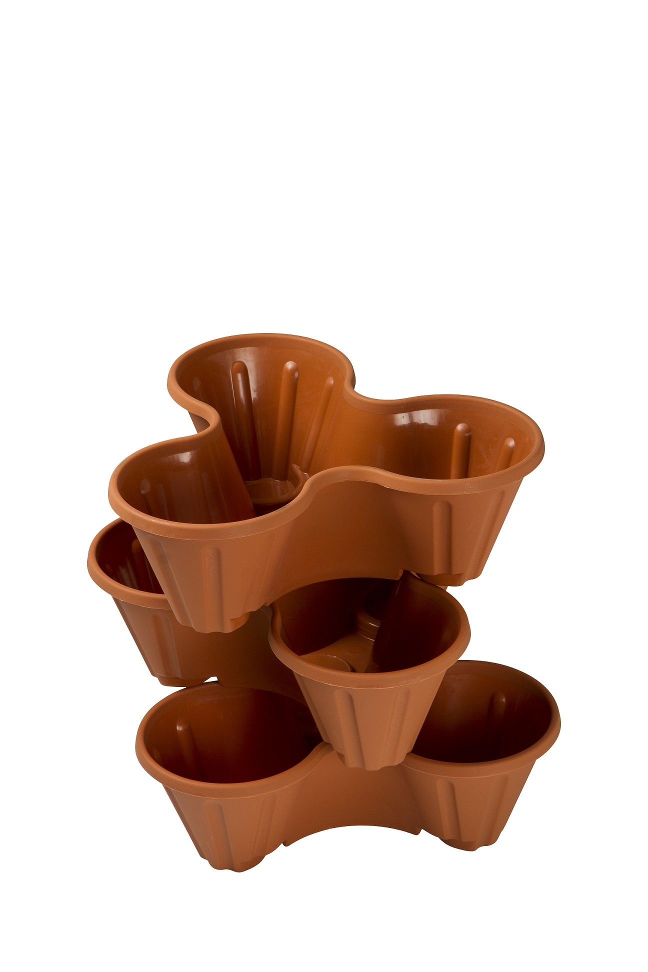 3 6 x Stackable Plastic 3 Plants Flower Pots Pot Holder ...