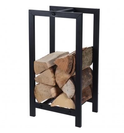 Black Metal Fireplace Wood Log Storage 59x30x22cm [208393]