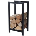Black Metal Fireplace Wood Log Storage 59x30x22cm [208393]