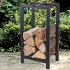 Black Metal Fireplace Wood Log Storage 59x30x22cm [208393]
