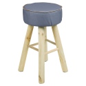 Cushioned Stool With 4 Wooden Legs