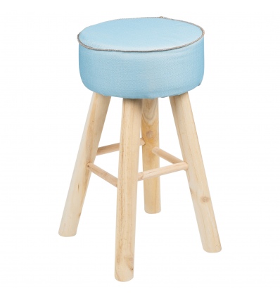 Cushioned Stool With 4 Wooden Legs