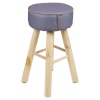 Cushioned Stool With 4 Wooden Legs