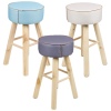 Cushioned Stool With 4 Wooden Legs