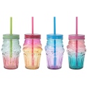 Two-Tone Glass Cups With Straw [805318]