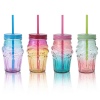 Two-Tone Glass Cups With Straw [805318]