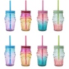 Two-Tone Glass Cups With Straw [805318]
