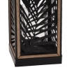 38cm Black Metal & Wood Leaf Design Lantern [841064]