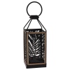 38cm Black Metal & Wood Leaf Design Lantern [841064]