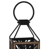 38cm Black Metal & Wood Leaf Design Lantern [841064]